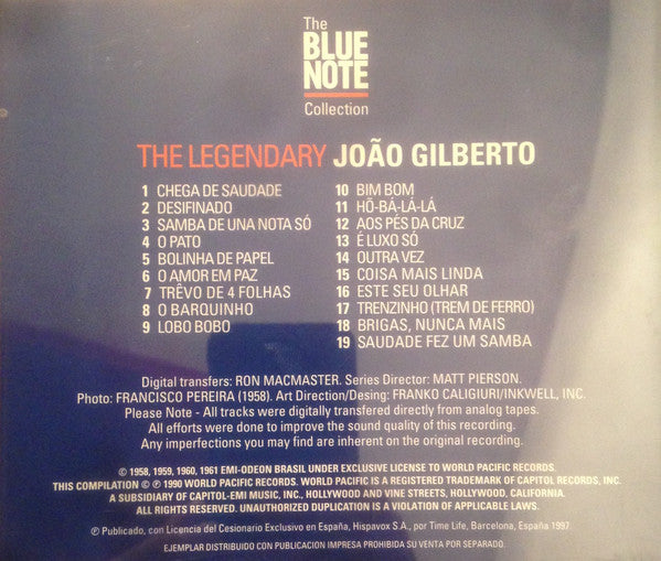 João Gilberto : The Legendary João Gilberto : The Original Bossa Nova Recordings (1958-1961) - Vol 1 (CD, Comp)