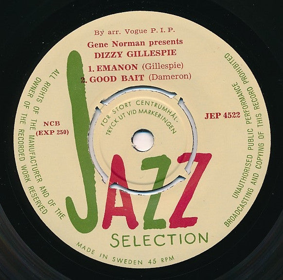 Dizzy Gillespie : Dizzy Gillespie Plays (7", EP)