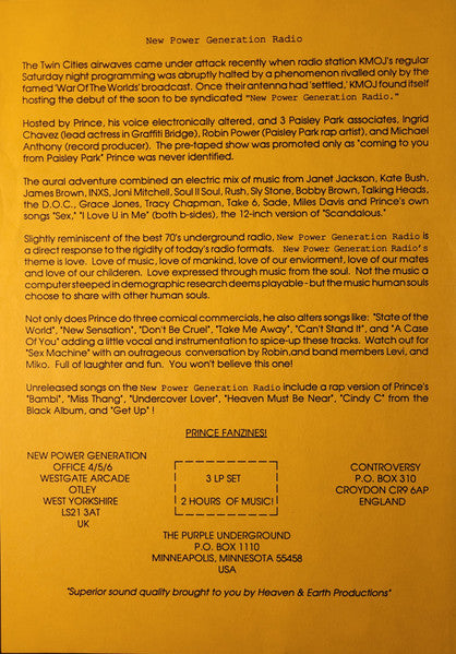 Various : Prince New Power Generation Radio Show (3xLP, Comp, Unofficial)