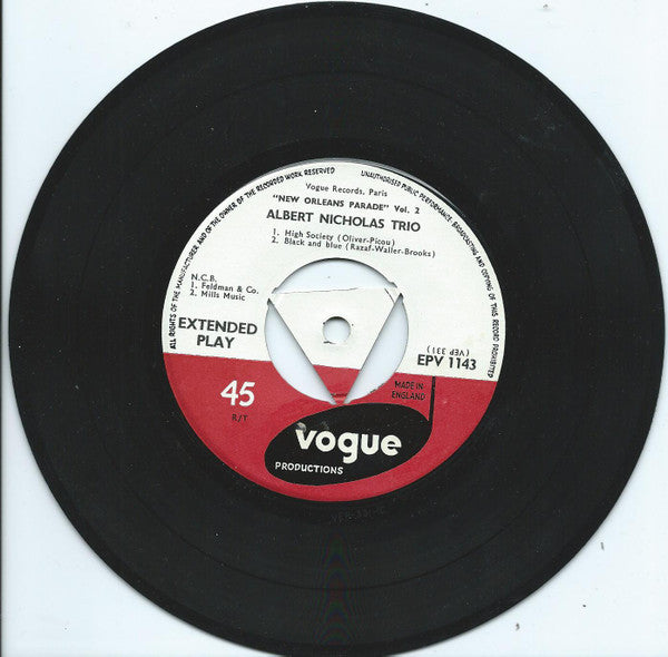 Albert Nicholas And His Orchestra : New Orleans Parade Vol 2 (7", EP)