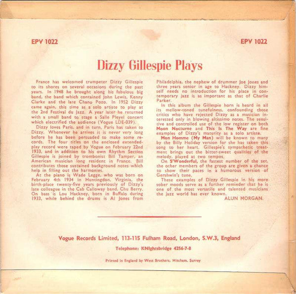 Dizzy Gillespie : Dizzy Gillespie And His Orchestra (7", EP)