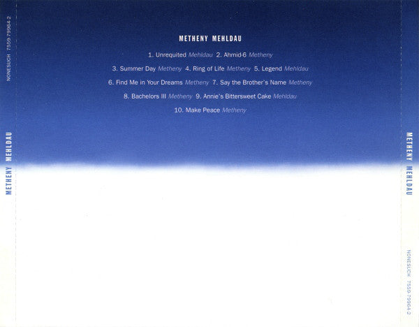 Pat Metheny & Brad Mehldau : Metheny Mehldau (CD, Album)