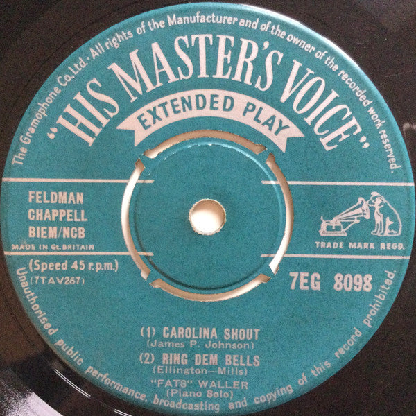 Fats Waller : Fats Magic Piano (7", EP, Mono)