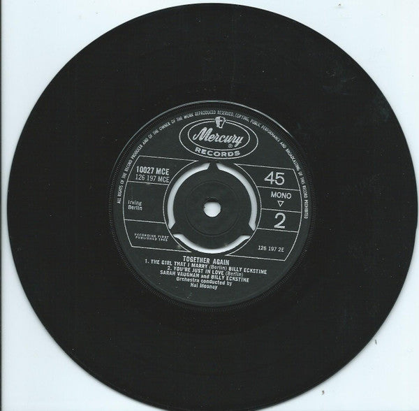 Sarah Vaughan And Billy Eckstine : Together Again (7", EP, Mono)