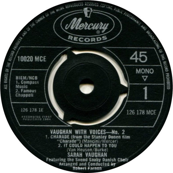 Sarah Vaughan : Vaughan With Voices No.2 (7", EP, Mono)