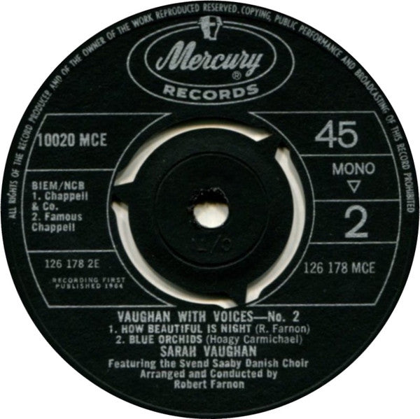 Sarah Vaughan : Vaughan With Voices No.2 (7", EP, Mono)