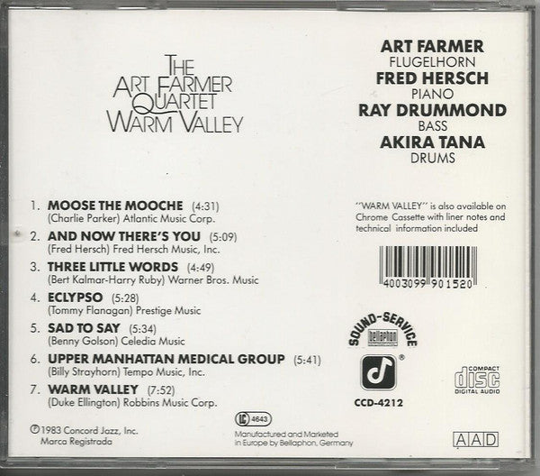 Art Farmer Quartet : Warm Valley (CD, Album)