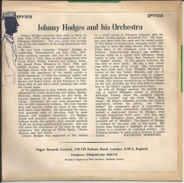 Johnny Hodges And His Orchestra : The "Rabbit" (7", EP)