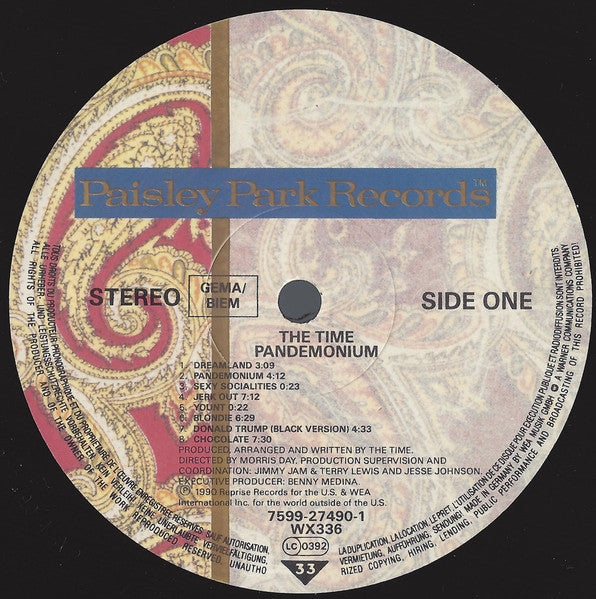 The Time : Pandemonium (LP, Album, Promo, Pai)