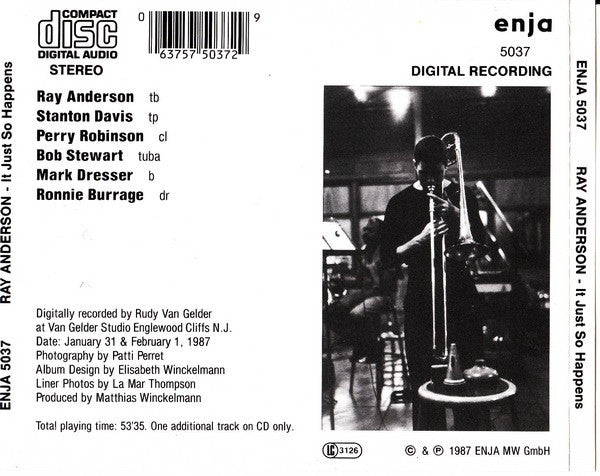 Ray Anderson : It Just So Happens (CD, Album)