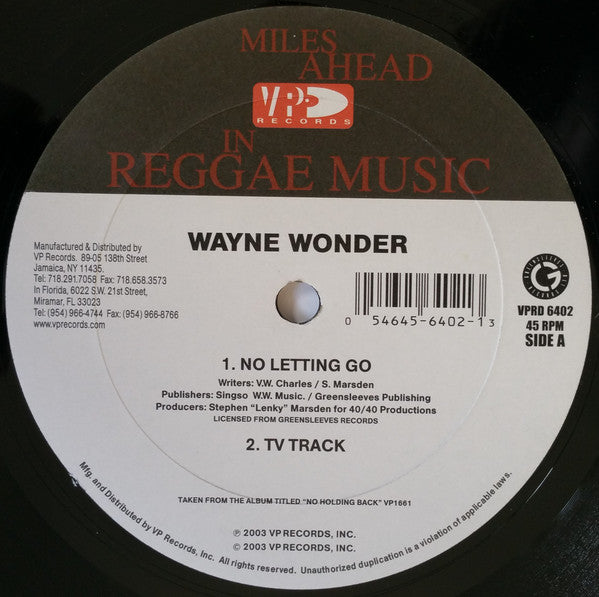 Wayne Wonder : No Letting Go (12")