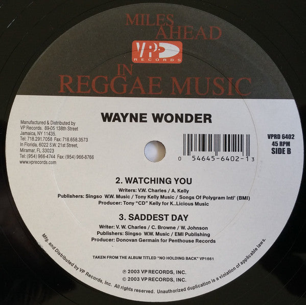 Wayne Wonder : No Letting Go (12")