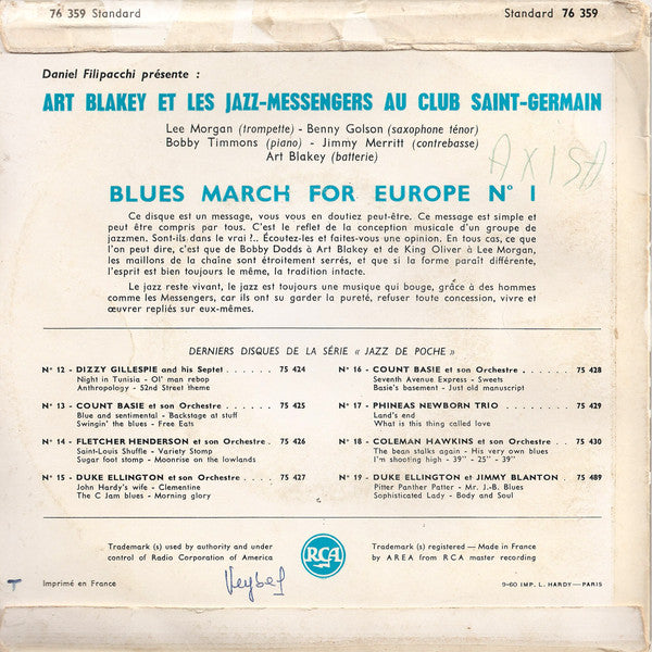 Art Blakey & The Jazz Messengers : Blues March (7", EP, Mono, RP, Yel)