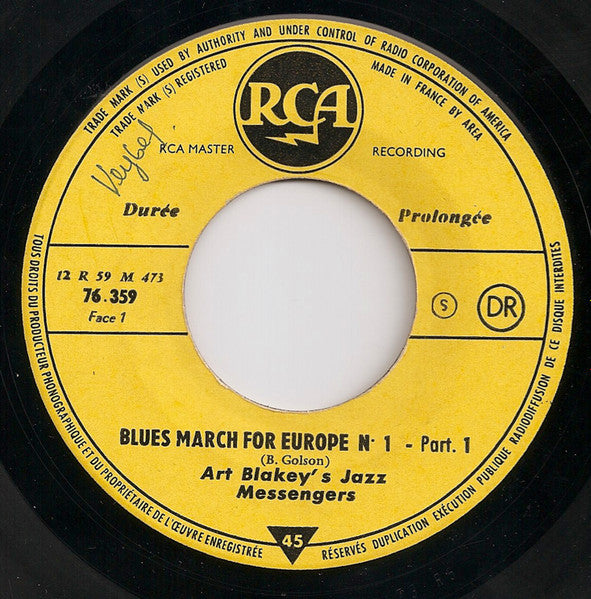 Art Blakey & The Jazz Messengers : Blues March (7", EP, Mono, RP, Yel)