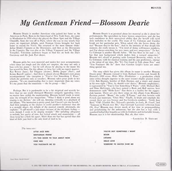 Blossom Dearie : My Gentleman Friend (CD, Album, Ltd, RE, RM, Pap)