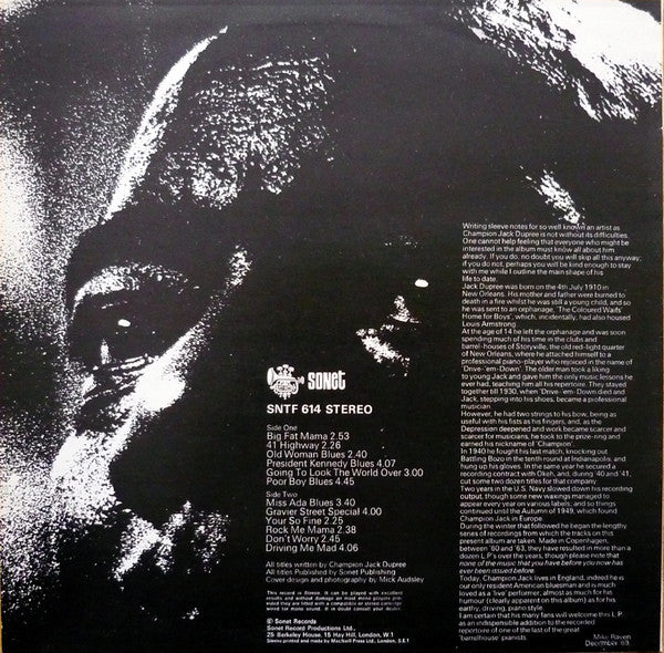 Champion Jack Dupree : The Incredible (LP, Album)