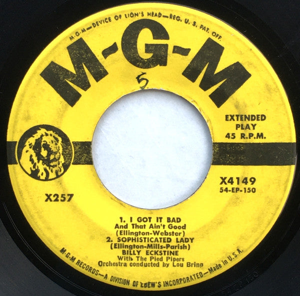 Billy Eckstine With The Pied Pipers Orchestra : I Let A Song Go Out Of My Heart (2x7", Album, EP)