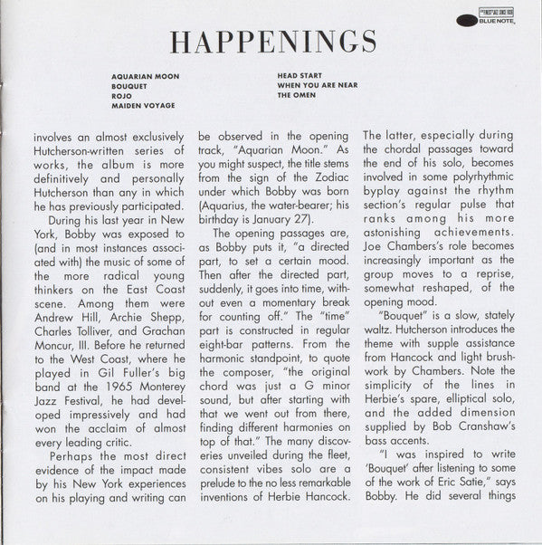 Bobby Hutcherson : Happenings (CD, Album, RE, RM)