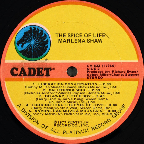 Marlena Shaw : The Spice Of Life (LP, Album, RE)
