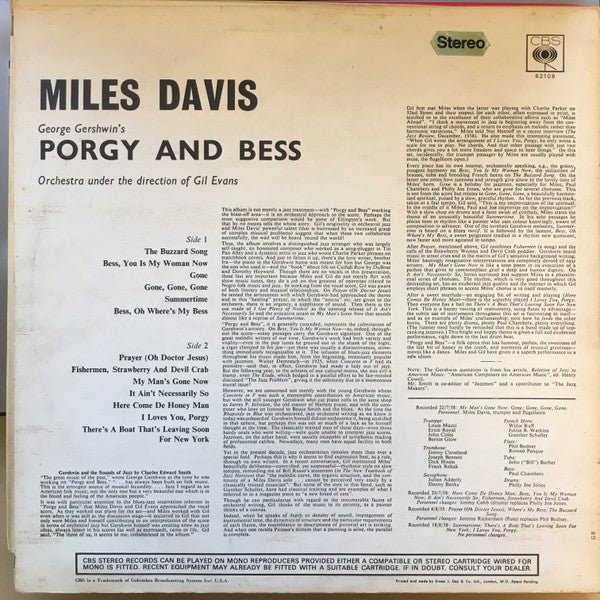 Miles Davis : Porgy And Bess (LP, Album, RE)