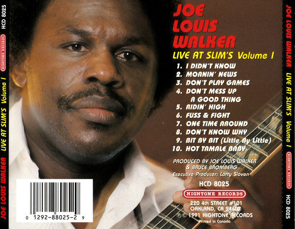 Joe Louis Walker : Live At Slim's Volume 1 (CD, Album)