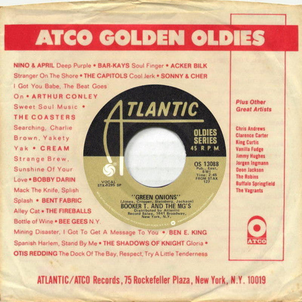Booker T. & The MG's* : Green Onions / Chinese Checkers (7", Single, RE)