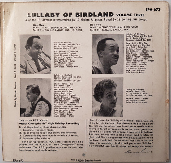 Various : Lullaby Of Birdland, Vol. 3 (7", EP)