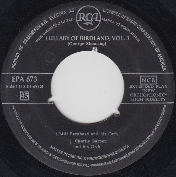 Various : Lullaby Of Birdland, Vol. 3 (7", EP)