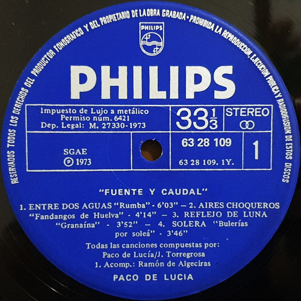 Paco De Lucia* : Fuente Y Caudal (LP, Album)