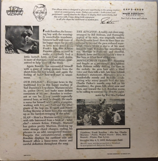 Frank Rosolino Quintet : Frankly Speaking (7", EP, Mono)