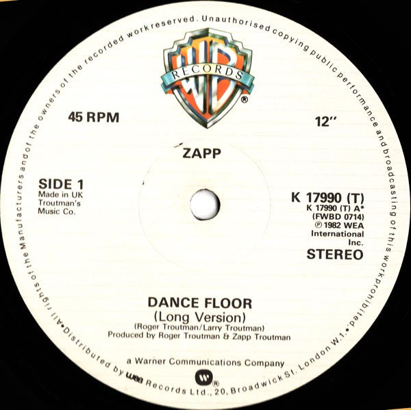 Zapp : Dance Floor / More Bounce To The Ounce (12", Single)