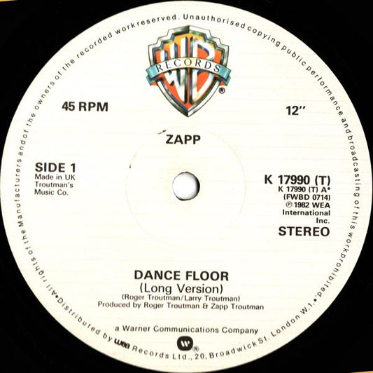 Zapp : Dance Floor / More Bounce To The Ounce (12", Single)