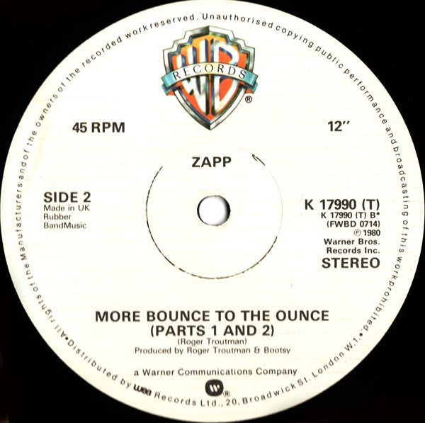 Zapp : Dance Floor / More Bounce To The Ounce (12", Single)