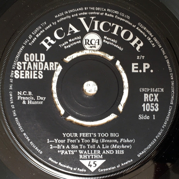 Fats Waller & His Rhythm : Your Feet's Too Big (7", EP, RE)