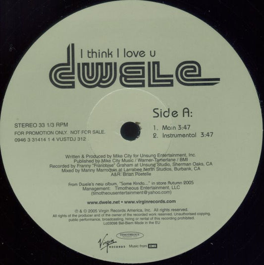 Dwele : I Think I Love U (12", Promo)