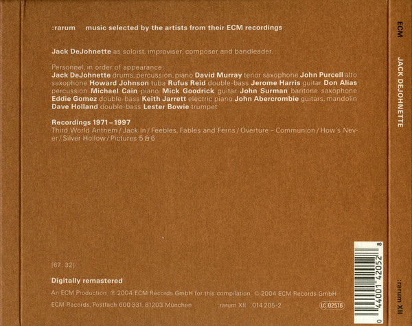 Jack DeJohnette : Selected Recordings (CD, Comp, RM)