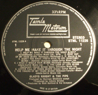 Gladys Knight And The Pips : Help Me Make It Through The Night (LP, Comp, RP, EMI)