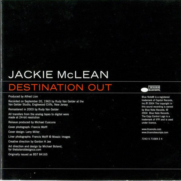 Jackie McLean : Destination Out (CD, Album, Copy Prot., RE, RM)
