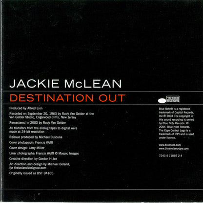 Jackie McLean : Destination Out (CD, Album, Copy Prot., RE, RM)
