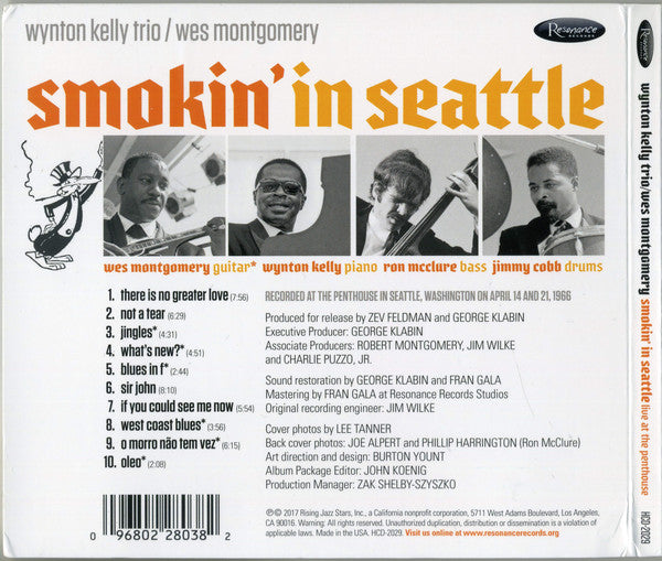 Wynton Kelly Trio, Wes Montgomery : Smokin' In Seattle Live At The Penthouse  (CD, Album, Dig)