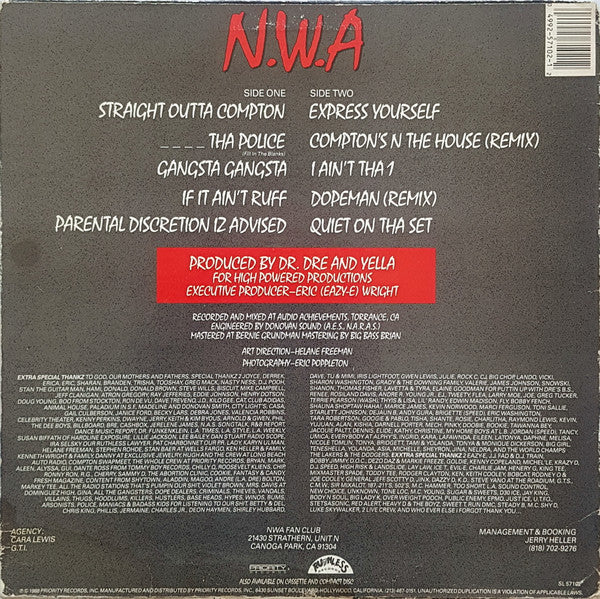 N.W.A* : Straight Outta Compton (LP, Album)