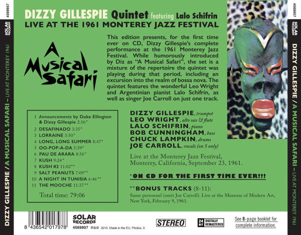 Dizzy Gillespie Quintet Featuring Lalo Schifrin : A Musical Safari (Live At The 1961 Monterey Jazz Festival) (CD, Album, RE, RM)