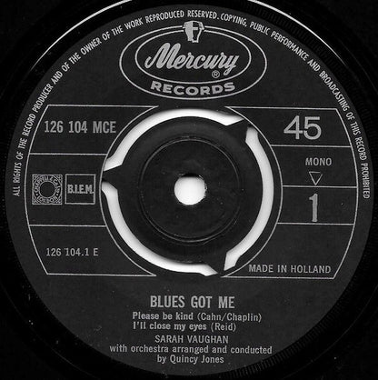 Sarah Vaughan : Blues Got Me (7", EP)