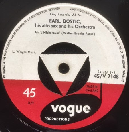 Earl Bostic And His Orchestra : Moonglow / Ain't Misbehavin' (7")