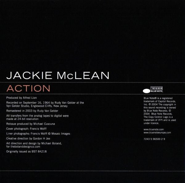 Jackie McLean : Action (CD, Album, Copy Prot., RE, RM)