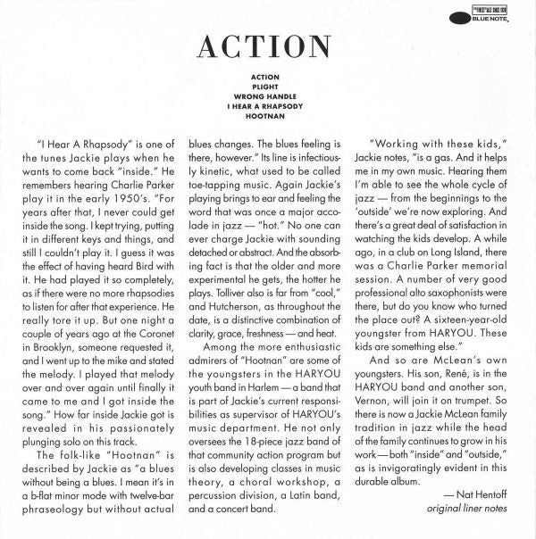 Jackie McLean : Action (CD, Album, Copy Prot., RE, RM)