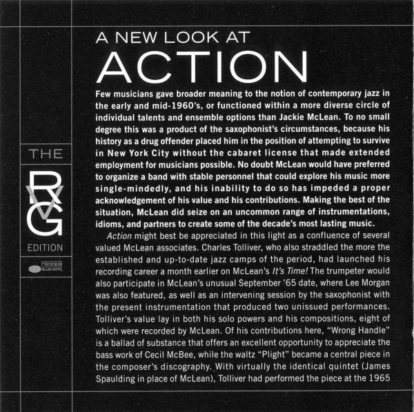 Jackie McLean : Action (CD, Album, Copy Prot., RE, RM)