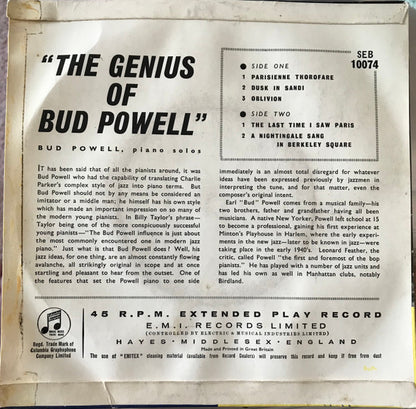 Bud Powell : The Genius Of Bud Powell (7", EP)