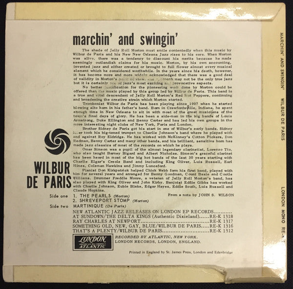 Wilbur De Paris And His New New Orleans Jazz : Marchin' & Swingin' (7", EP, Mono, 4-p)