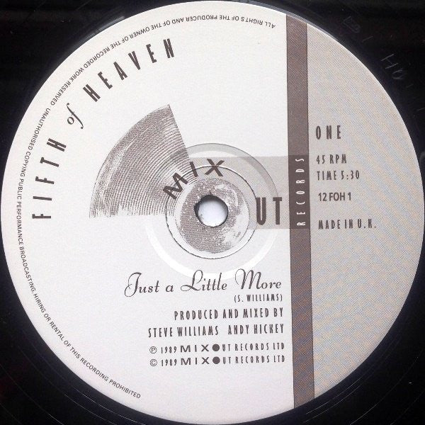 Fifth Of Heaven : Just A Little More (12")